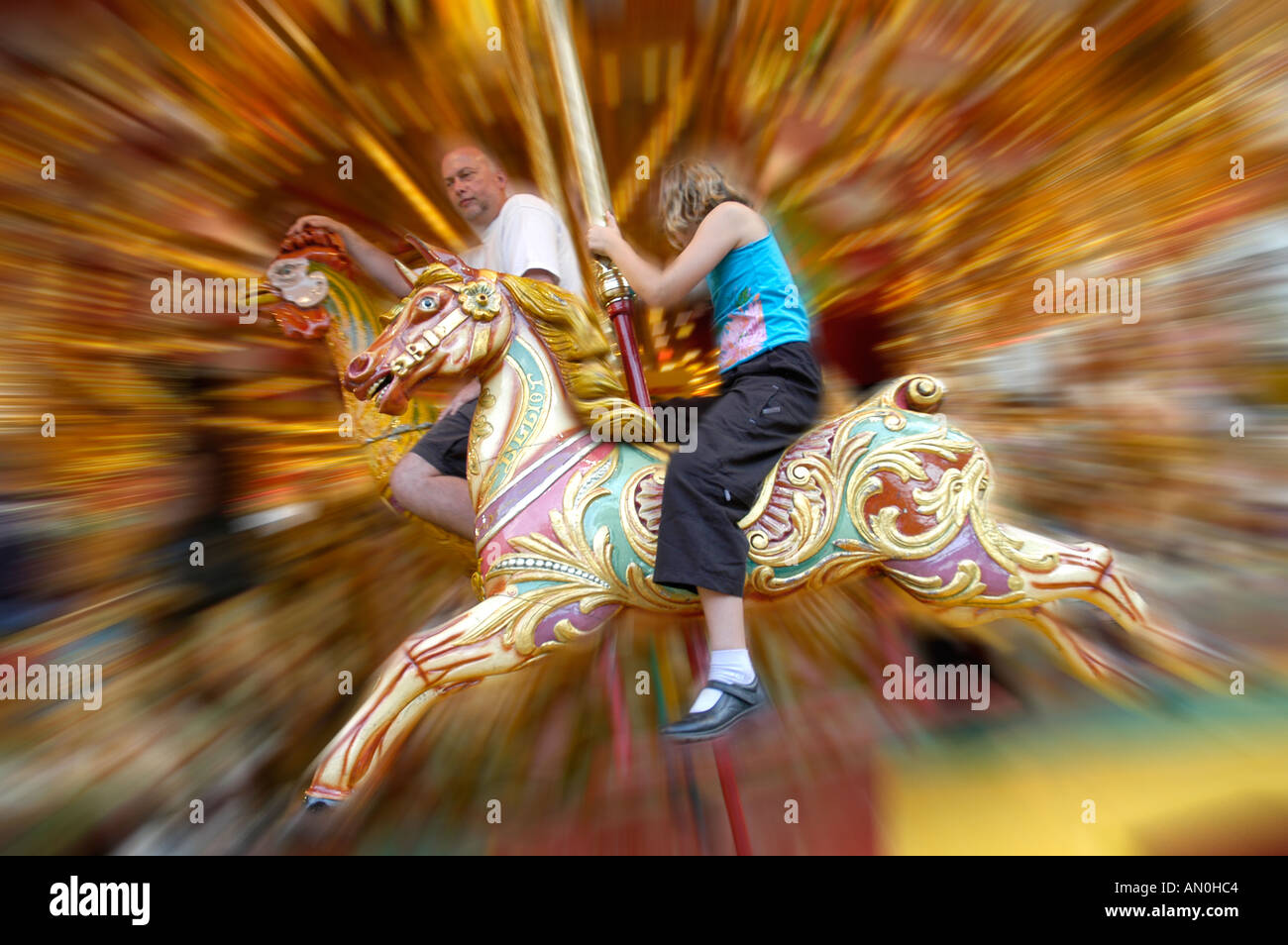 Traditional merry go round roundabout Stock Photo Alamy