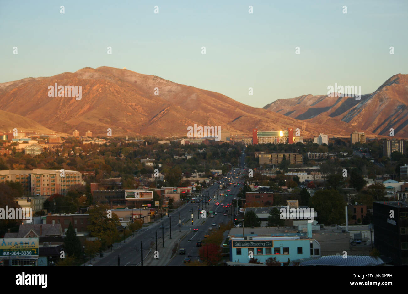 200 South Street leading to University of Utah Rice-Eccles Stadium in Salt Lake City  October 2007 Stock Photo