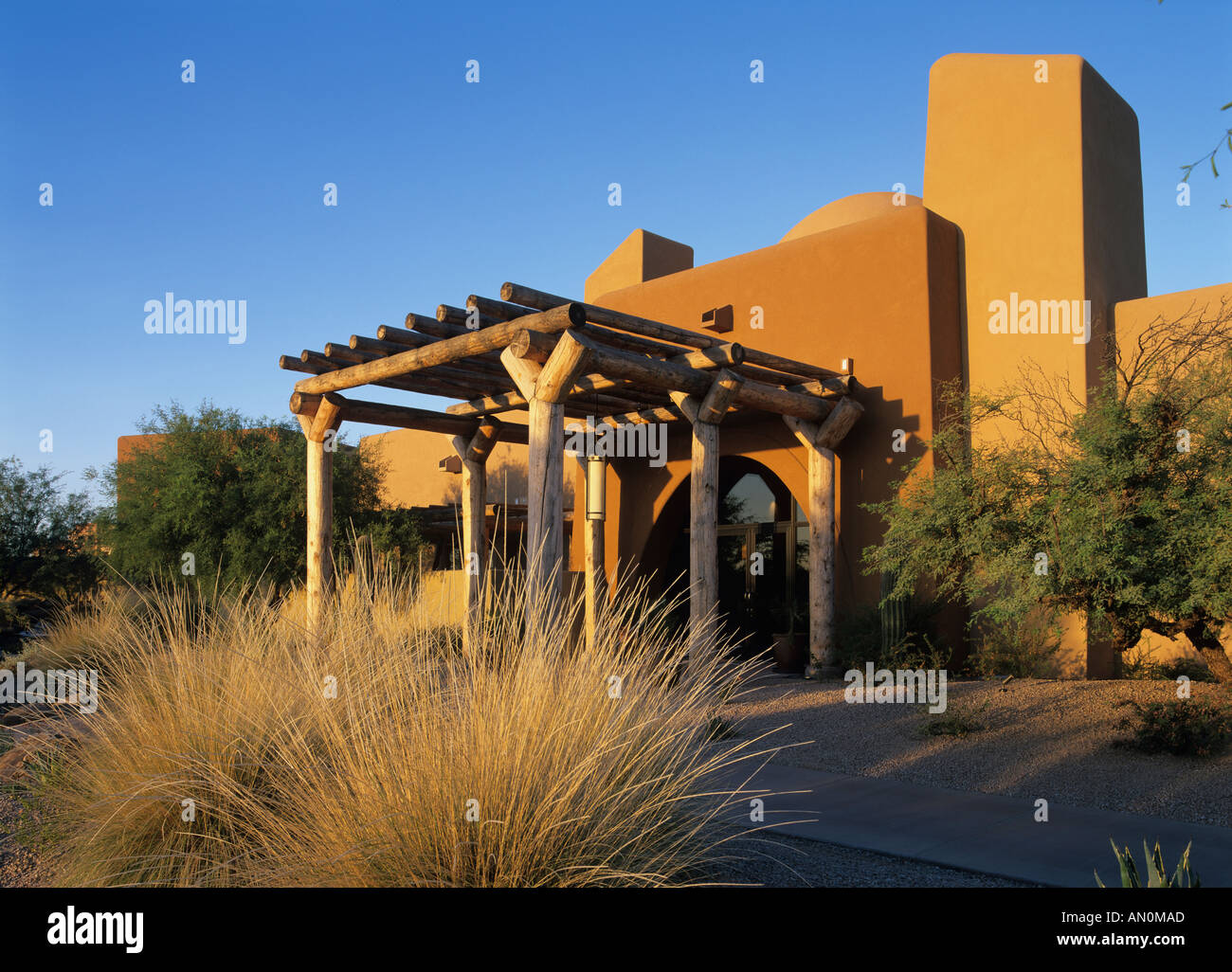 Usa Arizona Phoenix Morning Sun Lights Aji Spa At Sheraton Wild Horse Pass Resort On Gila River Indian Reservation