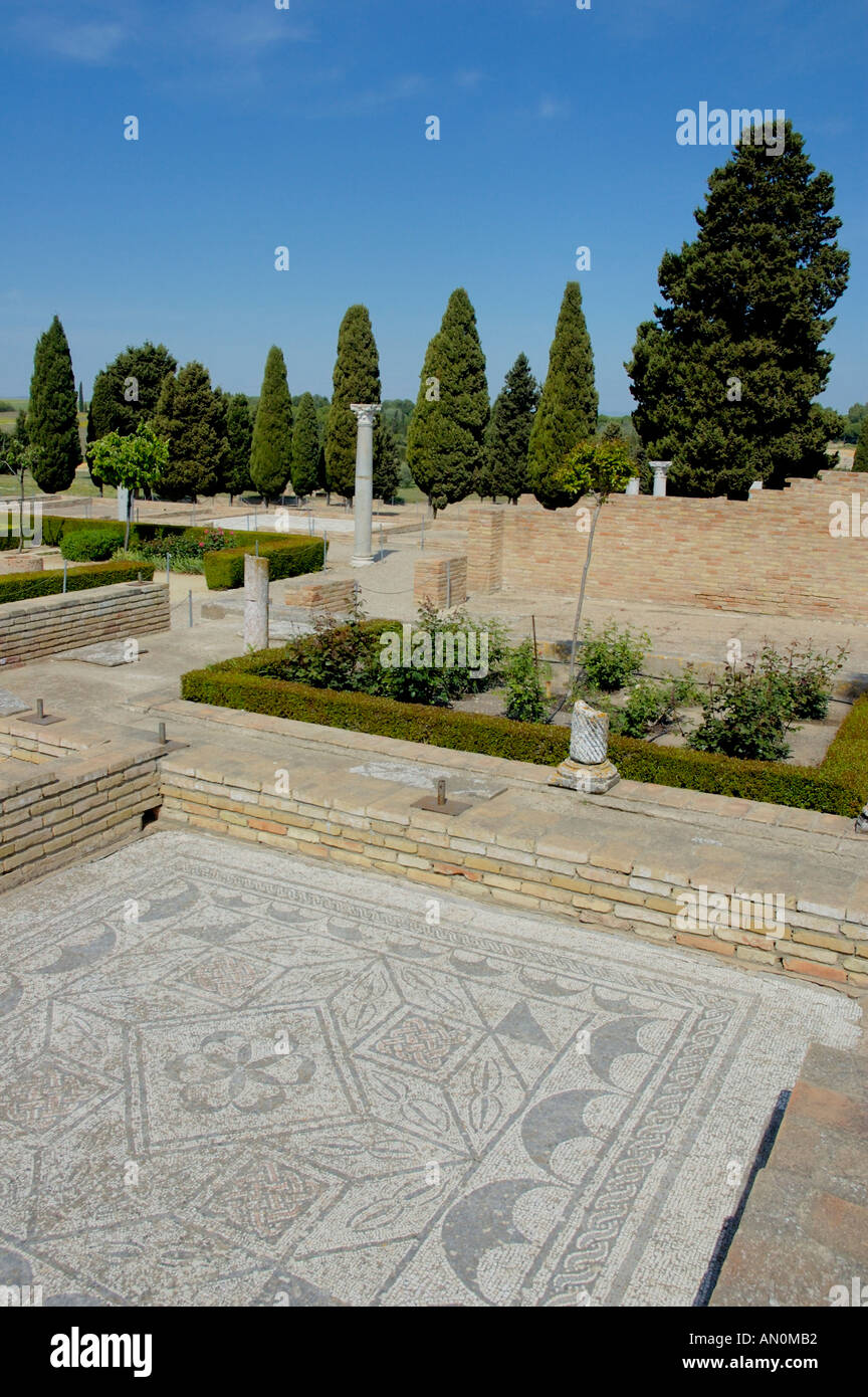 Spain Andalusia Seville Province Santiponce The Italica Roman Ruins Patios Nearby House Of The Birds Stock Photo