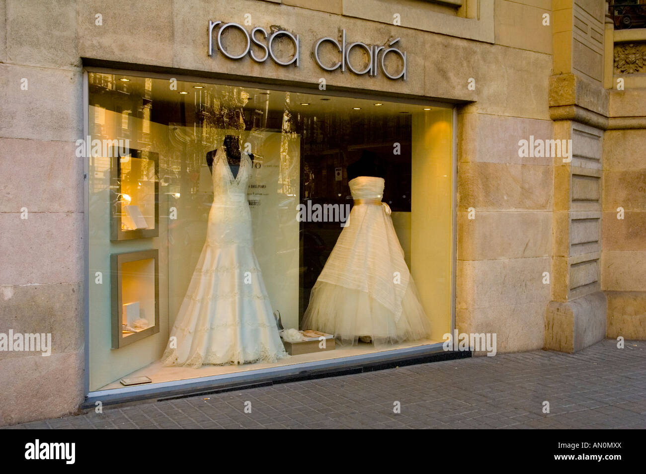 Rosa Clara dress shop window Barcelona Spain EU Stock Photo - Alamy