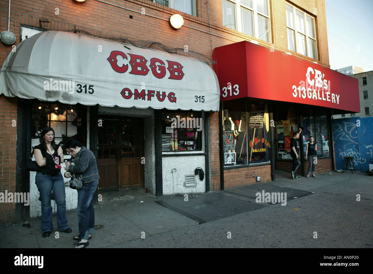 Entrance to the legendary CBGB club on Bowery street in the Lower East Side of Manhattan New York USA June 2005 Stock Photo