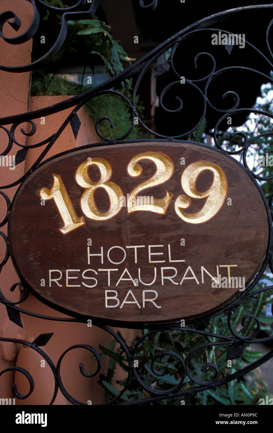 St Thomas USVI sign for landmark 1829  hotel restaurant in Charlotte Amalie Stock Photo