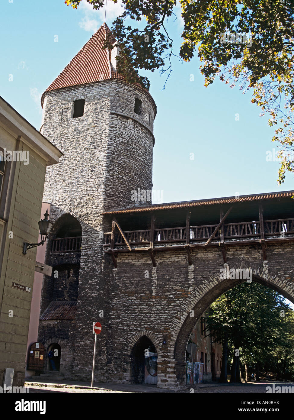 TALLINN REPUBLIC OF ESTONIA EUROPEAN UNION September City Walls and Road bridge on Suur Kloostri Stock Photo