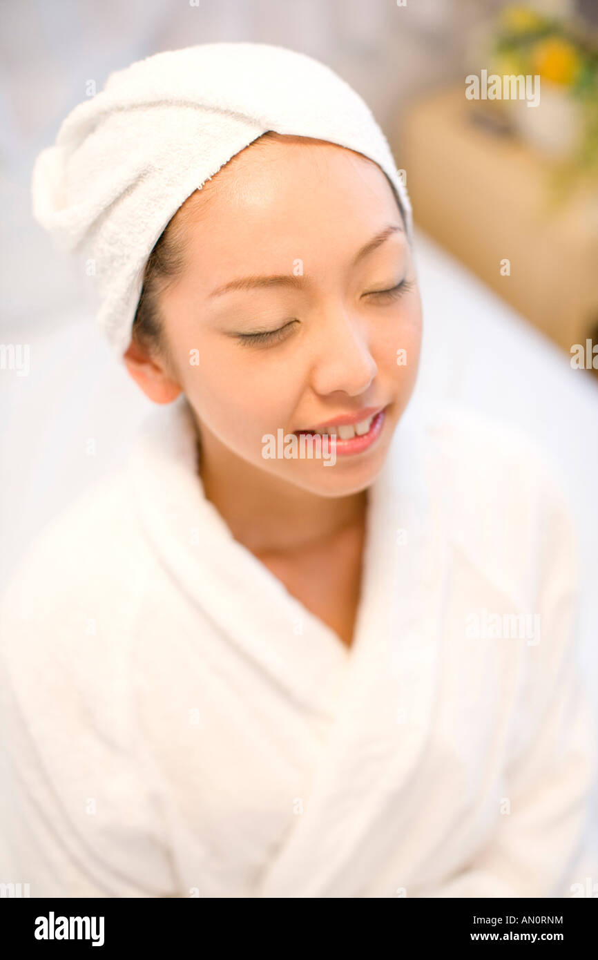Japanese woman after taking a bath Stock Photo Alamy