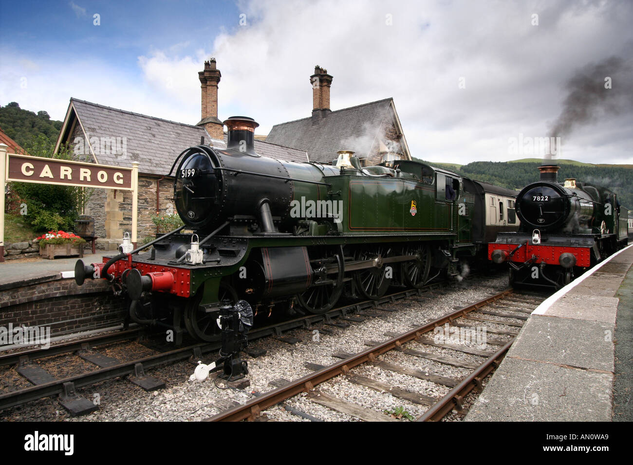 Carrog Station and No 5199 and 7822 Stock Photo