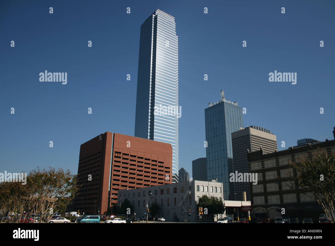 Bank of America plaza and Dallas skyline Texas October 2007 Stock Photo ...