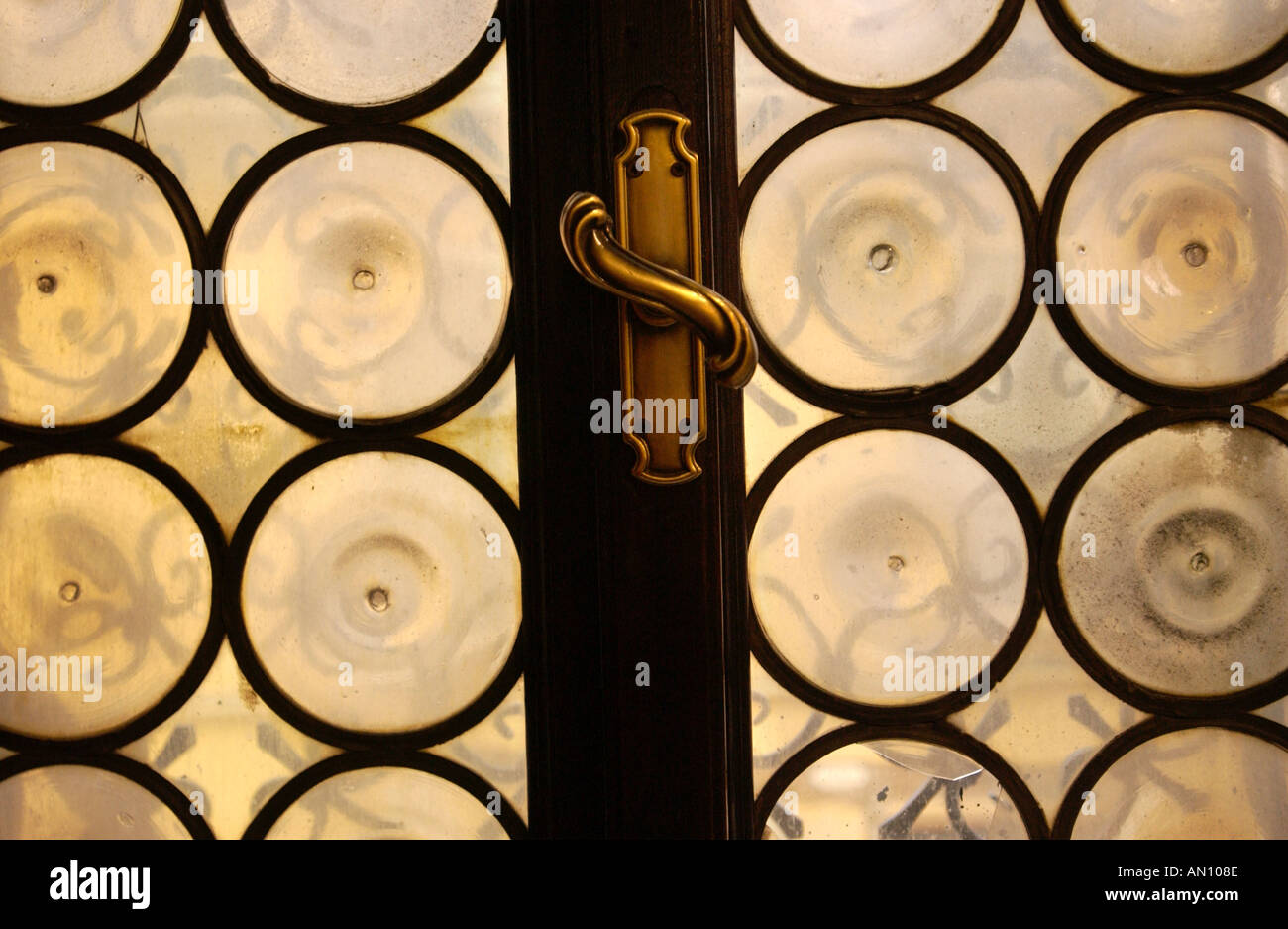 Glass door detail Venice Italy Stock Photo