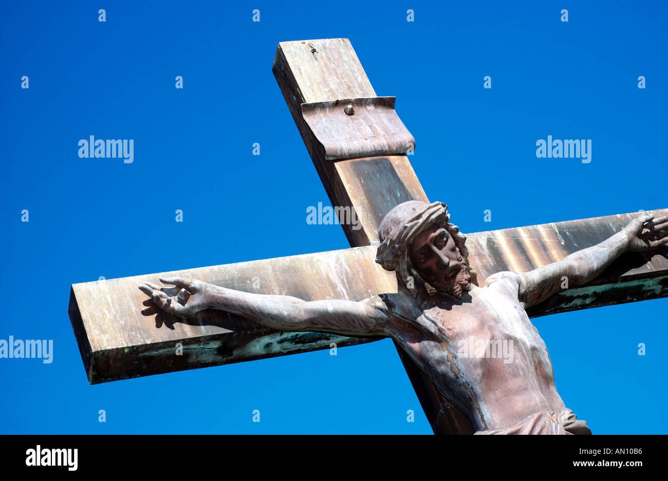 Statue of Jesus Christ on Cross Stock Photo