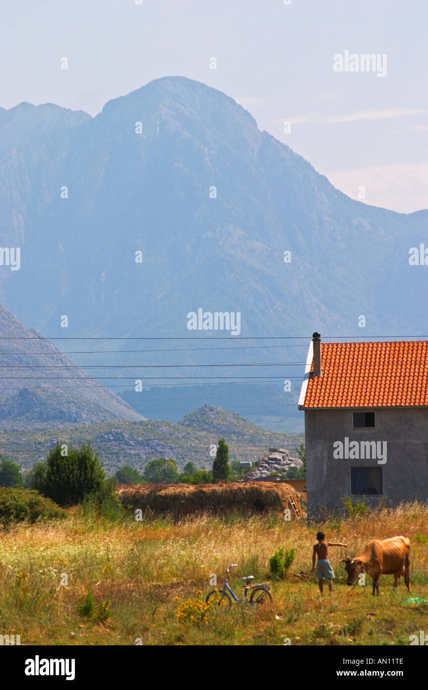 A view over the dry and desolate plain. The Ranxe mountains in the ...