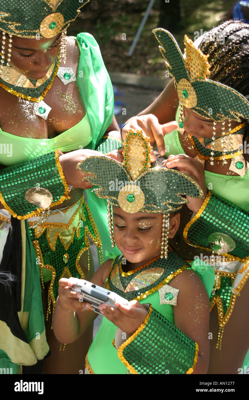 Ft. Fort Lauderdale Florida,Caribbean Mardi Gras Junior Carnival,hand crafted costume,preparation,parade,cultural event,tradition,activity,walking,exe Stock Photo