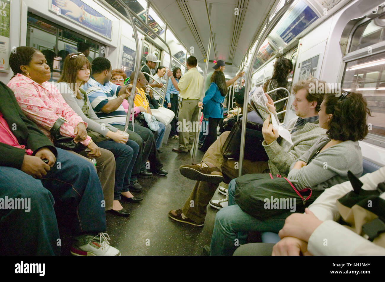 Subway commuters New York City Stock Photo
