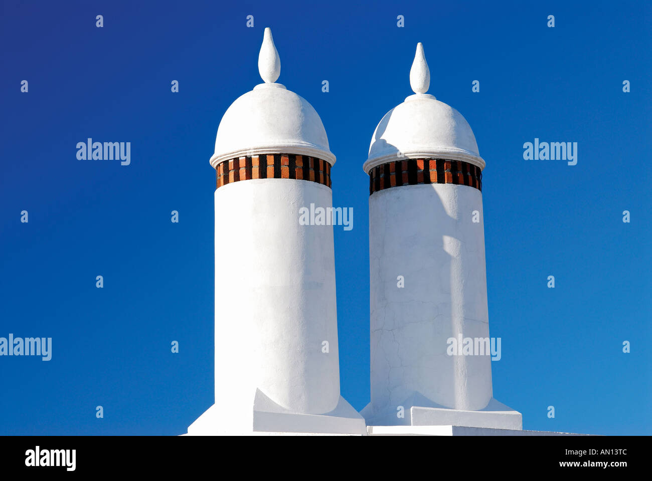 Typical Chimneys, Vila Ribeirinha da Luz, Alentejo, Portugal Stock Photo