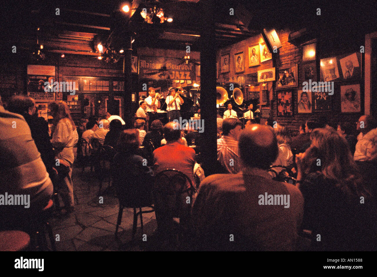 Jazz Band And Patrons In Maison Bourbon Jazz Club French Quarter New