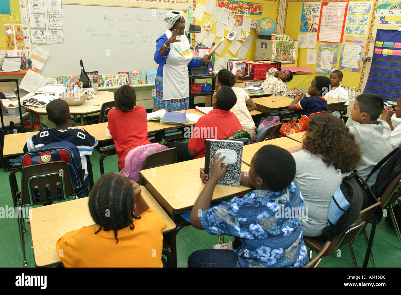 Miami Florida,Overtown,Frederick Douglass Elementary,teachers,dress,outfit,literary costume,reading,education,fictional character,reading,student stud Stock Photo