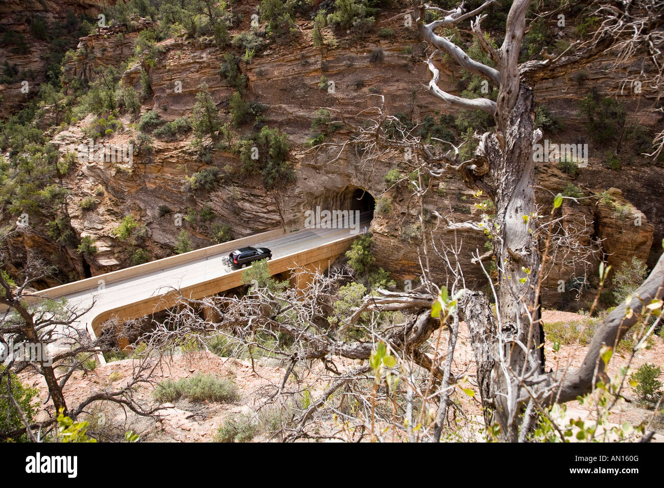 Zion Mountain Carmel tunnel in Zion National Park, Utah, USA Stock