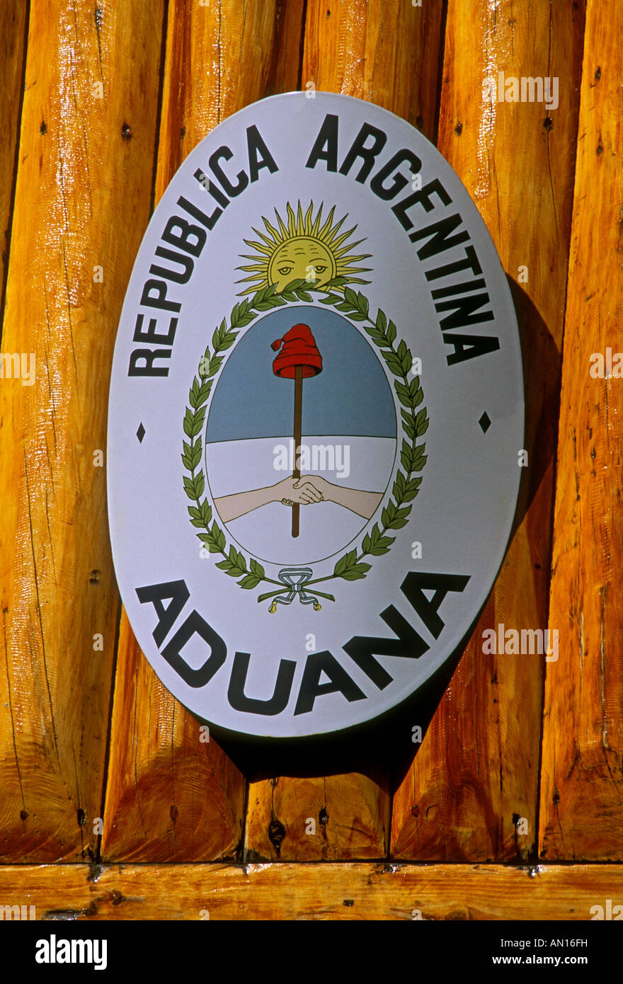 aduana, customs, customs control, border crossing between Argentina and Chile, Puerto Frias, Nahuel Huapi National Park, Argentina, South America Stock Photo
