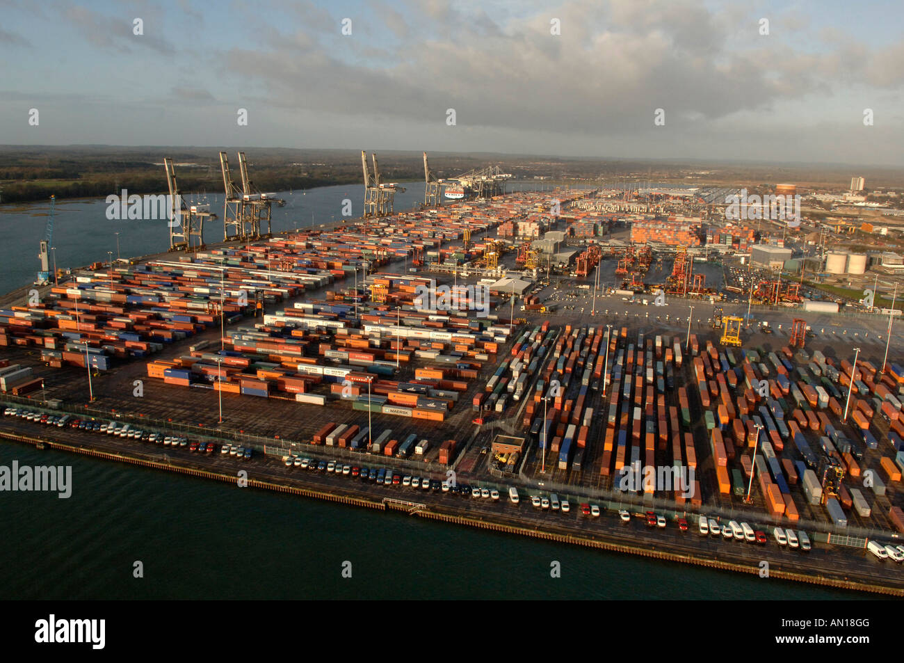 Cargo port of Southampton in the U.K. Stock Photo