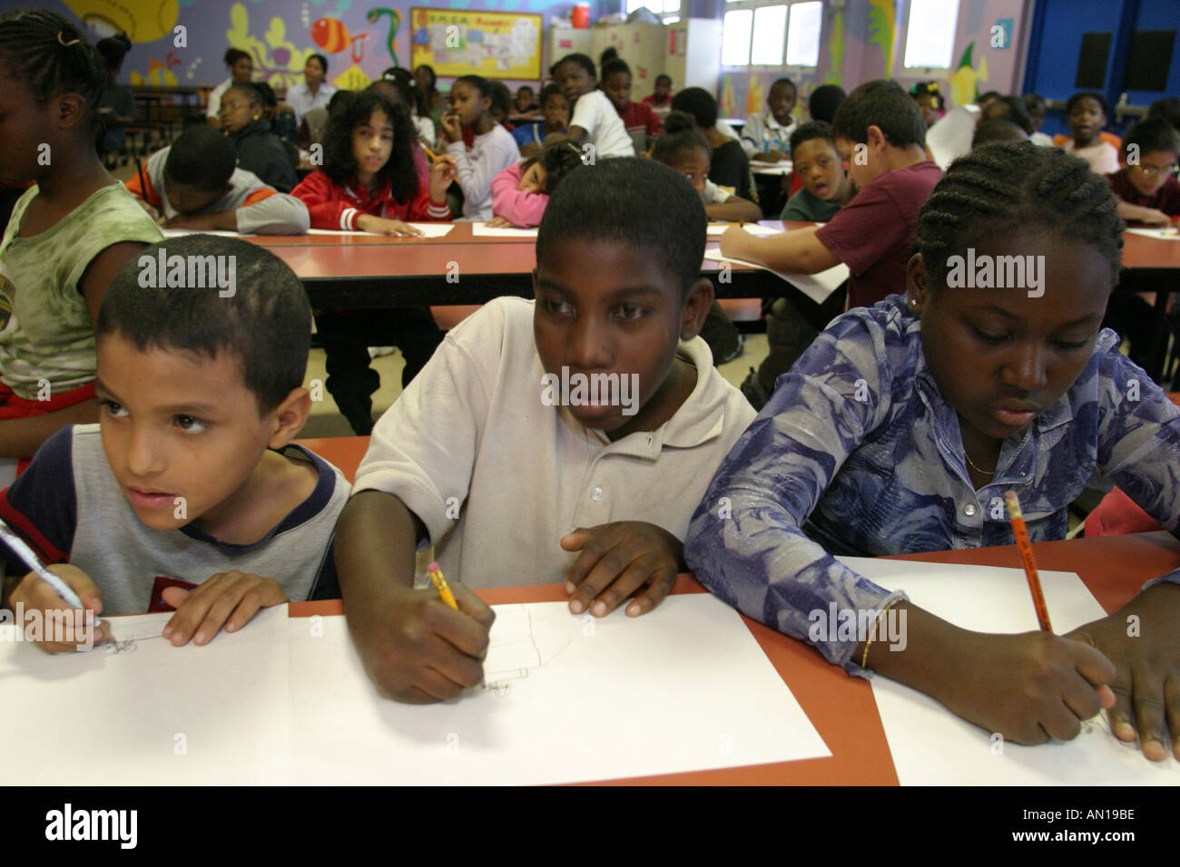 Miami Florida,Little Haiti,Edison Park Elementary School,campus,primary,education,campus,Principal for a Day,activities related to event,student stude Stock Photo