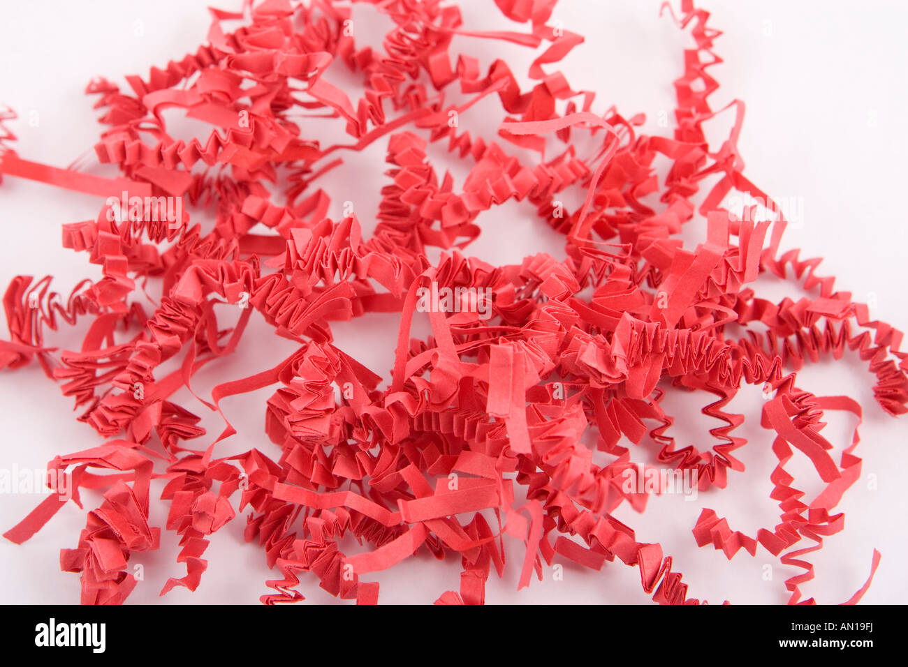 Red shred paper isolated on white background Stock Photo