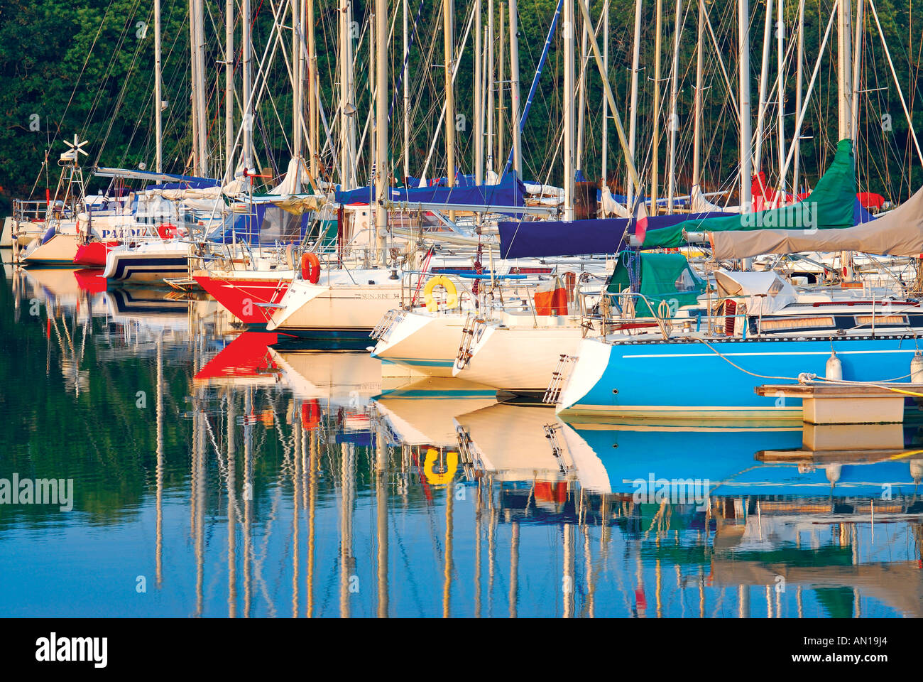 Yachts at the harbour of  Treguier, Brittany, France Stock Photo