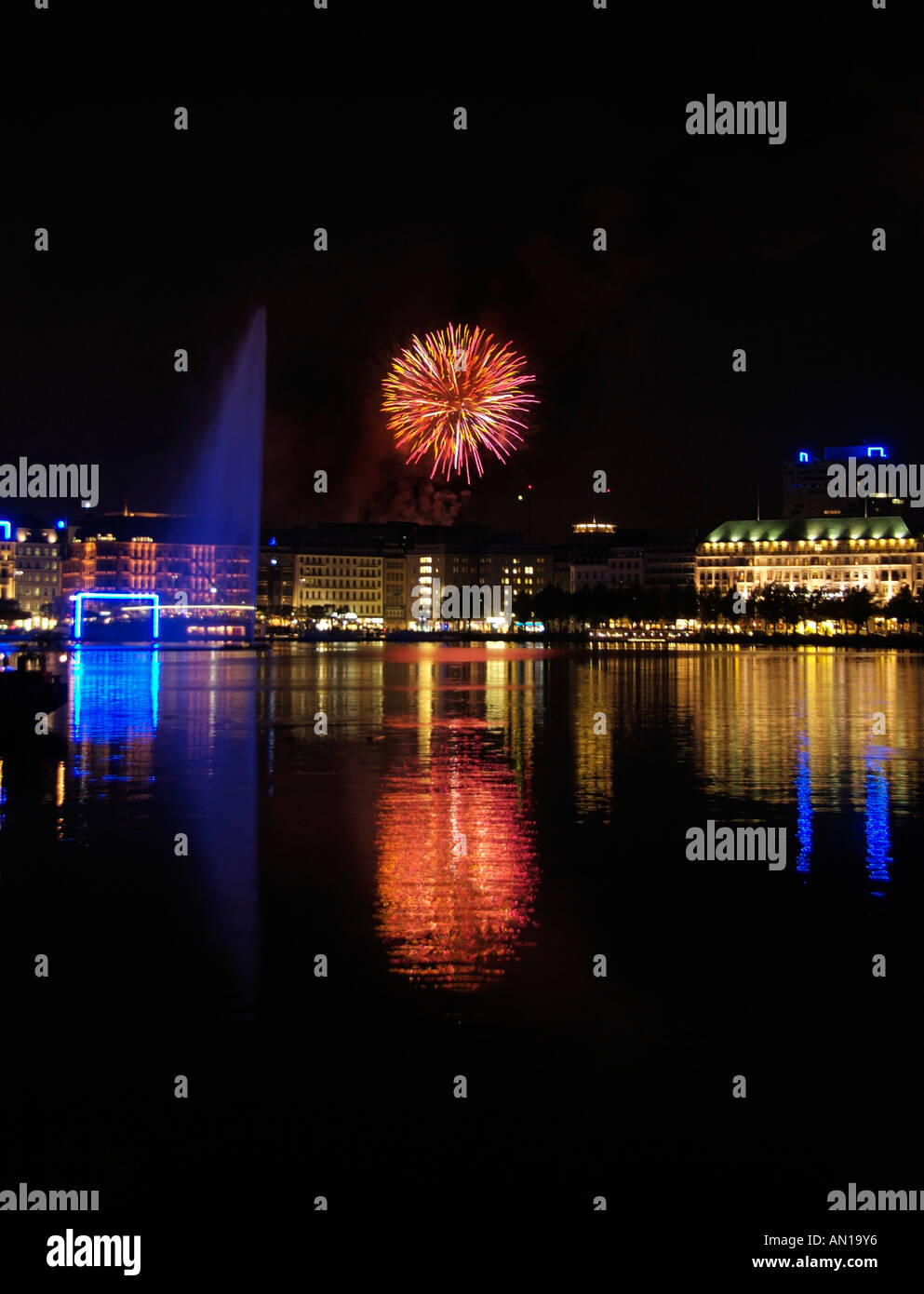 Landmark of Hamburg, Germany, Northern Europe, Location of the Binnenalster City, Stock Photo