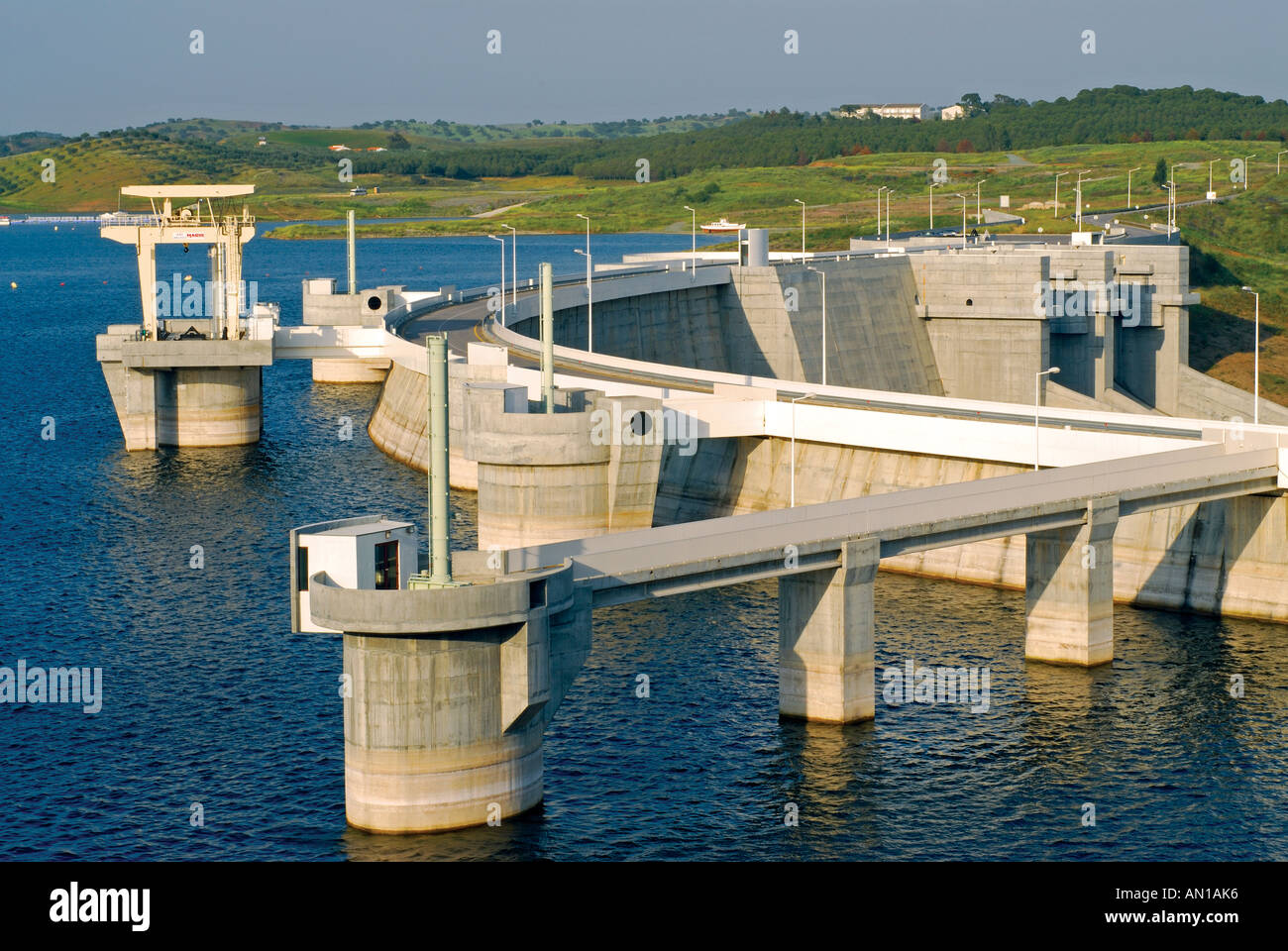 Barrage dam of the Barragem do Alqueva, biggest artificial lake in