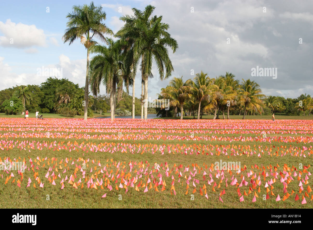 Miami Florida,Coral Gables,Fairchild Tropical Garden,Flower Square art artwork installation by Patricia Van Dalen of Venezuela,10,000 vinyl marker fla Stock Photo