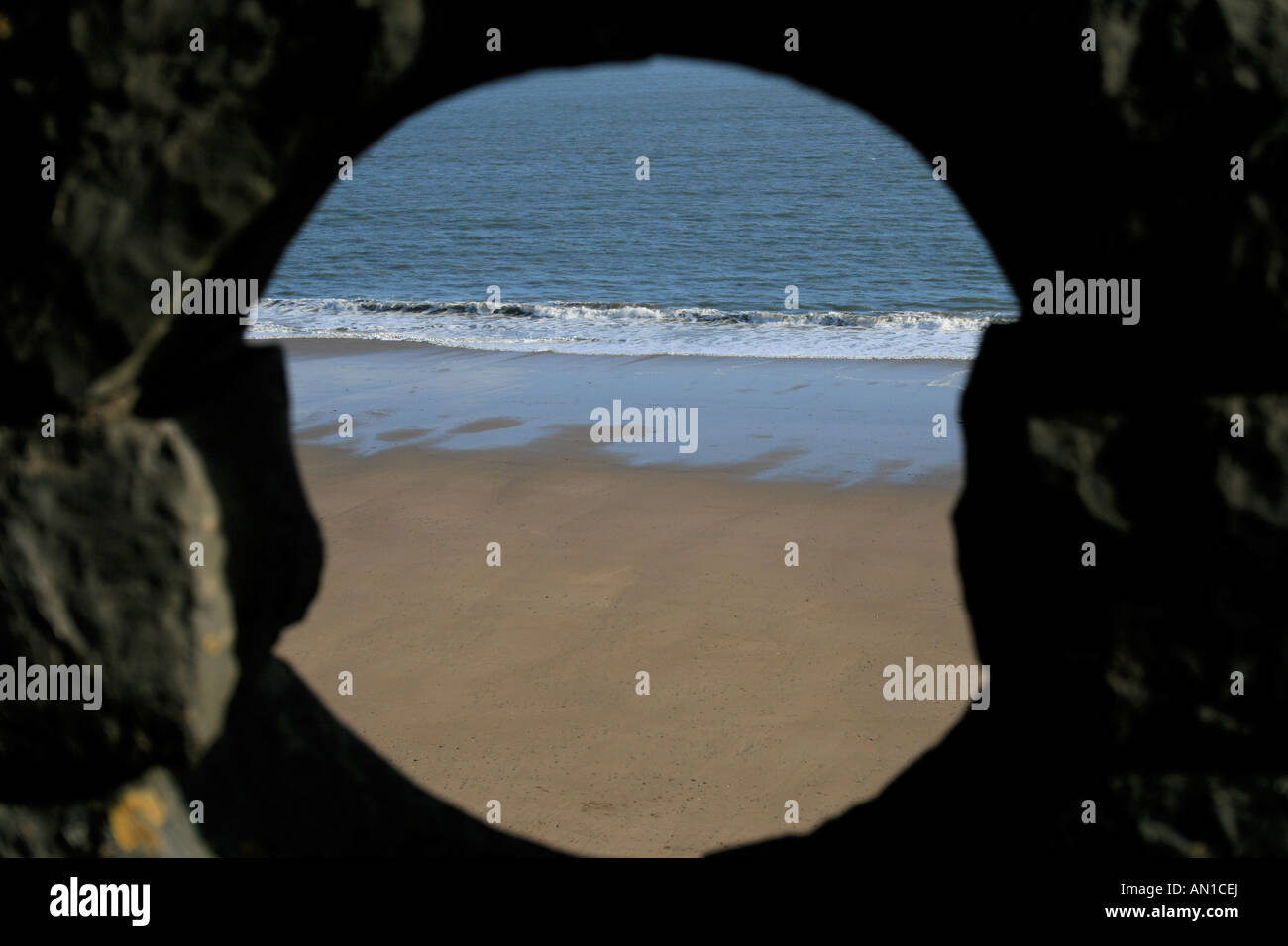 Unusual view of Tenby Beach Stock Photo