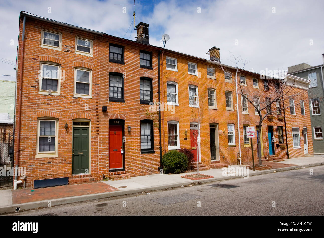 Row homes Lancaster Street Fells Point neighborhood Baltimore Maryland
