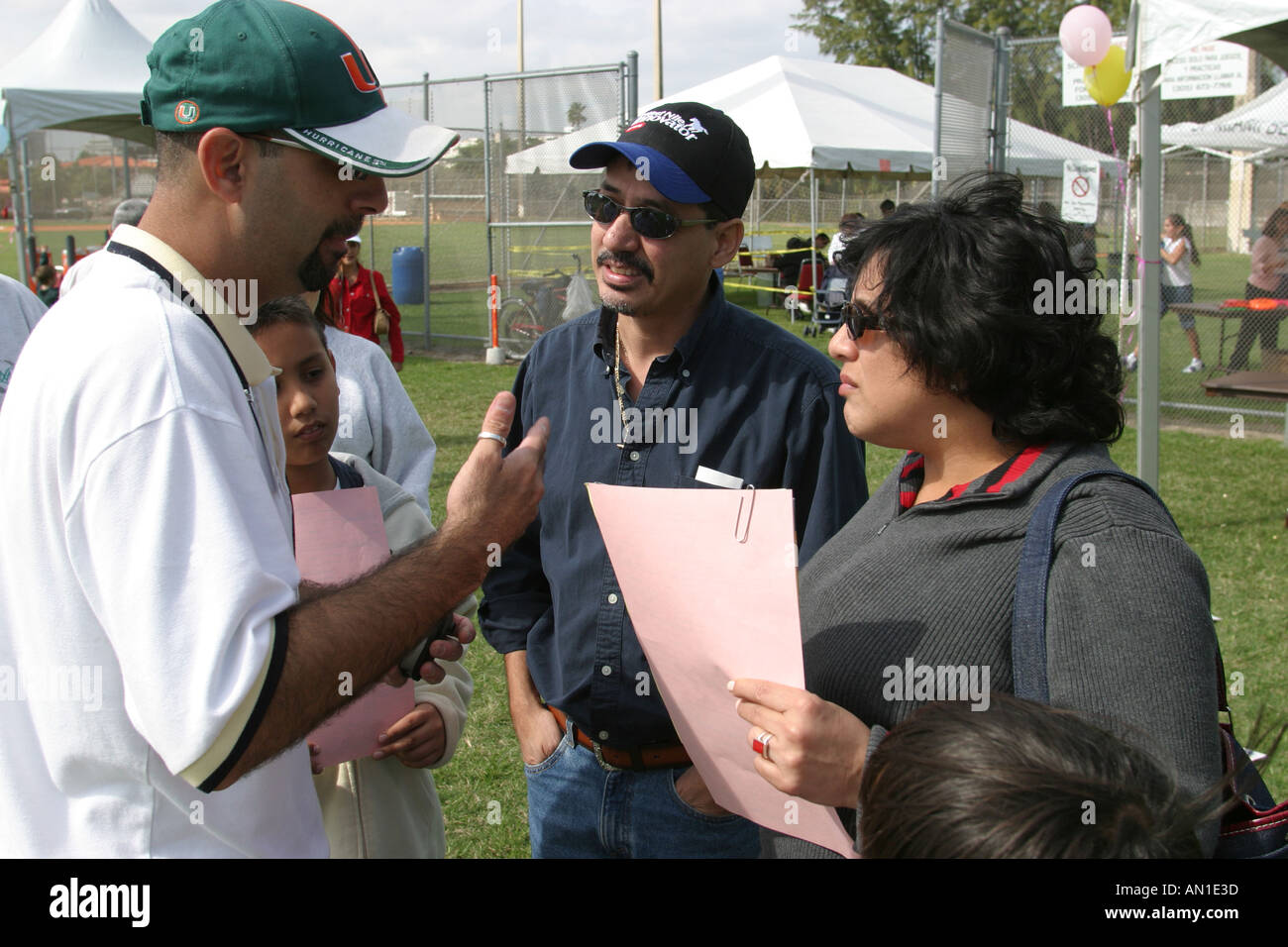 Miami Beach Florida,Flamingo Park,Youth Sports Expo,sponsored by City of,Miami Beach,beaches,sand,surf,Parks and Recreation Department,activities,visi Stock Photo