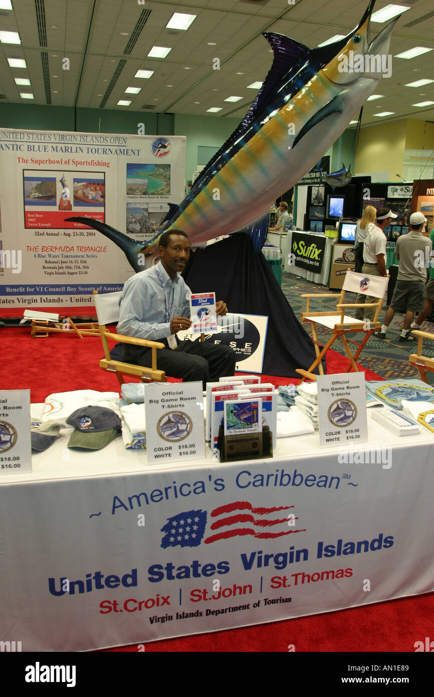 Miami Beach Florida,Miami Beach Convention Center,centre,International Boat Show,recreation,commercial,currency,money,US Virgin Islands as a big game Stock Photo