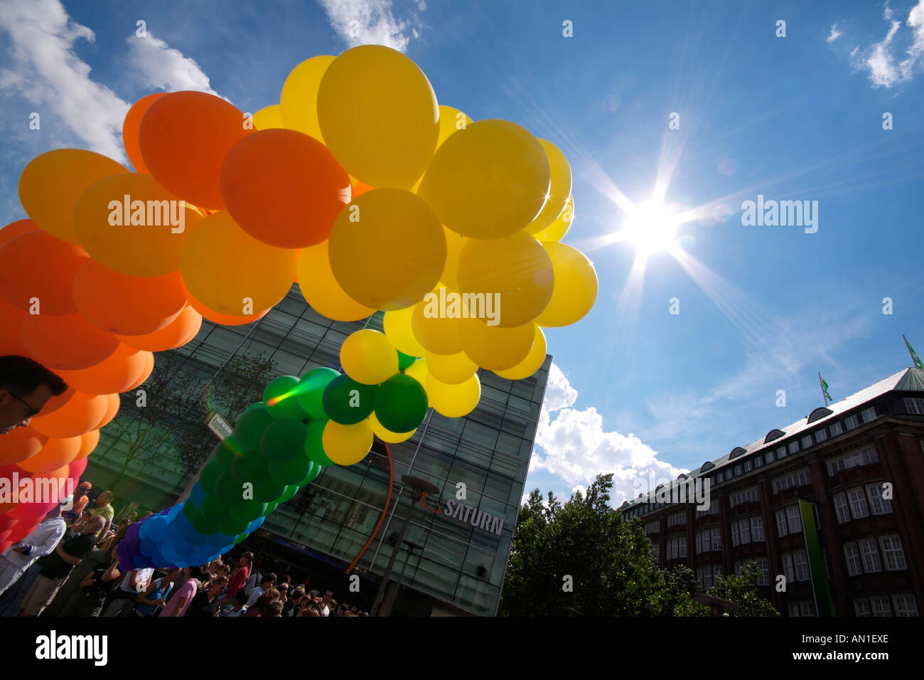 CSD in Hamburg Christopher Street Day Rainbowcolours Stock Photo
