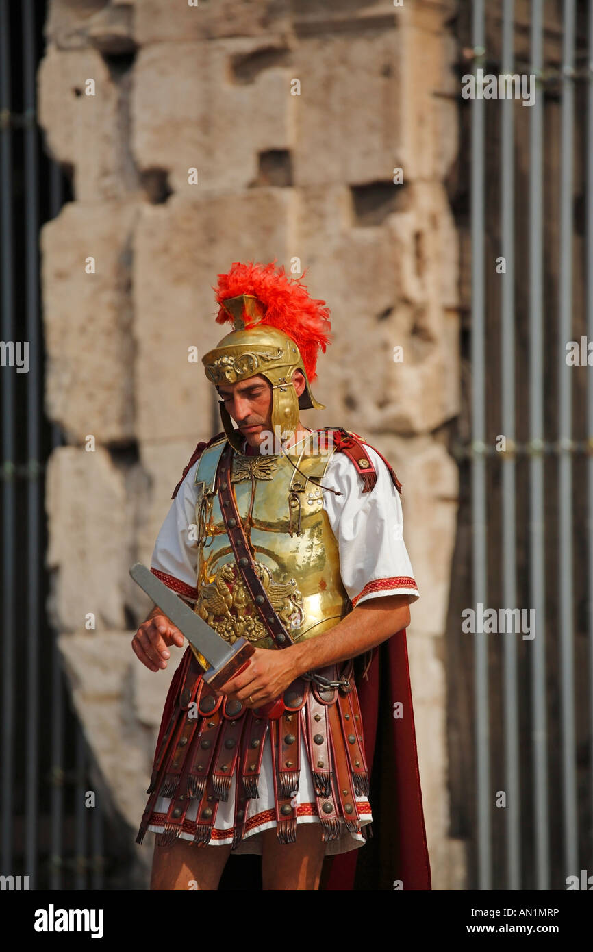Imitation gladiators at the Colosseum, Rome, Italy Stock Photo