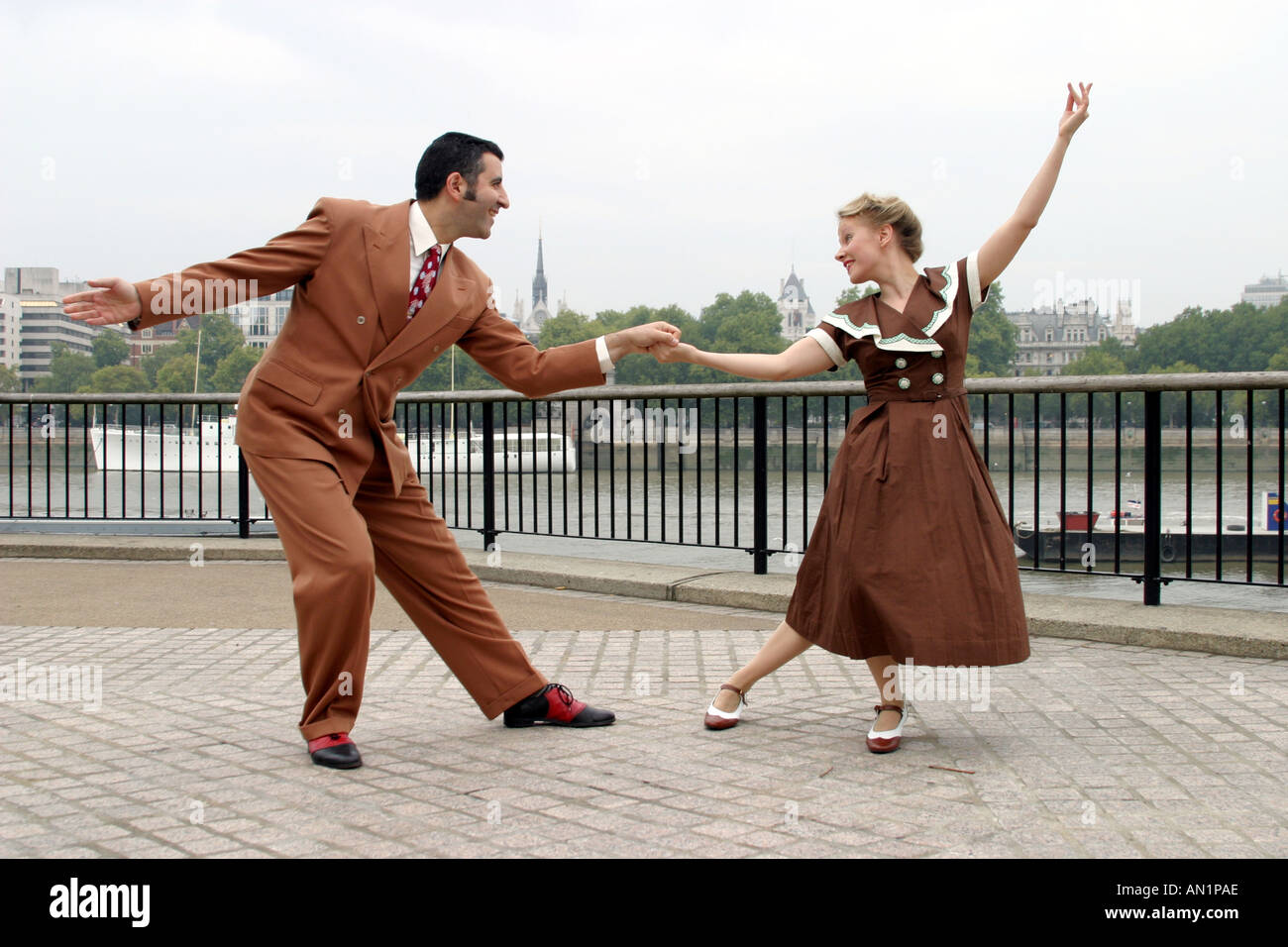 Lindy Hop dancers dressed in 1940s clothes Stock Photo - Alamy