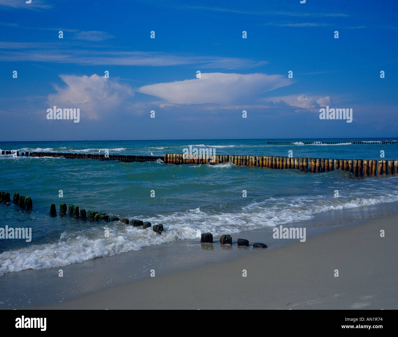 clouds of a thunderstorm aproaching the coast of Ahrenshoop Darss Mecklenburg Baltic Sea Germany. Photo by Willy Matheisl Stock Photo