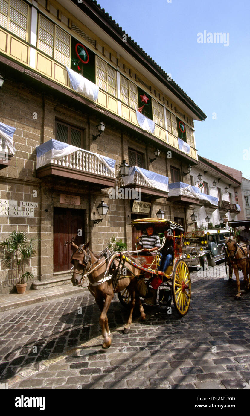Philippines Manila Intramuros Casa Manila transport horse drawn carriage Stock Photo