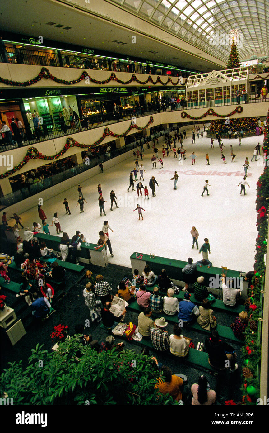 USA Texas Houston Galleria Shopping Mall Ice Rink Stock Photo