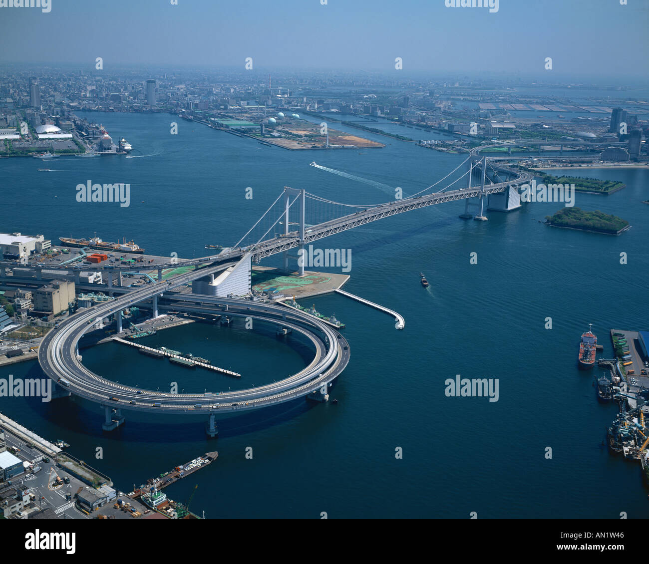 Aerial View Rainbow Bridge Tokyo Japan Stock Photo Alamy