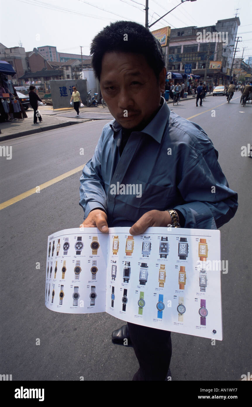 China, Shanghai, Street Vendor Selling Counterfeit Watches Stock Photo ...