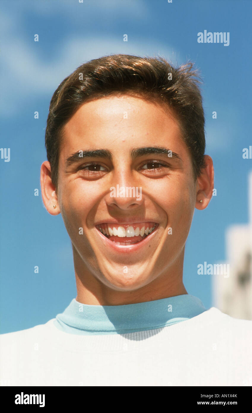 Portrait of teenage boy smiling. Spain Stock Photo Alamy