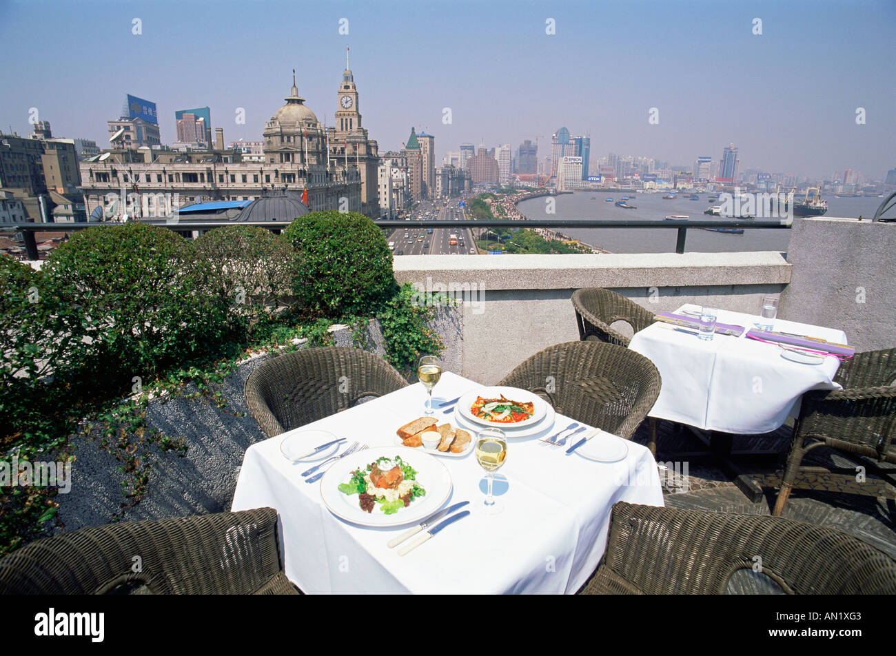 China, Shanghai, The Bund, M on the Bund Restaurant Stock Photo
