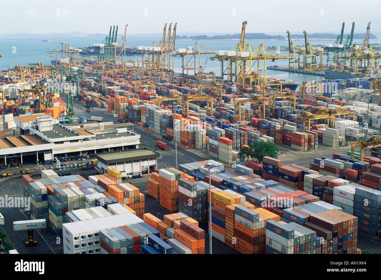 Singapore, Shipping Containers at Singapore Port Stock Photo 8791219