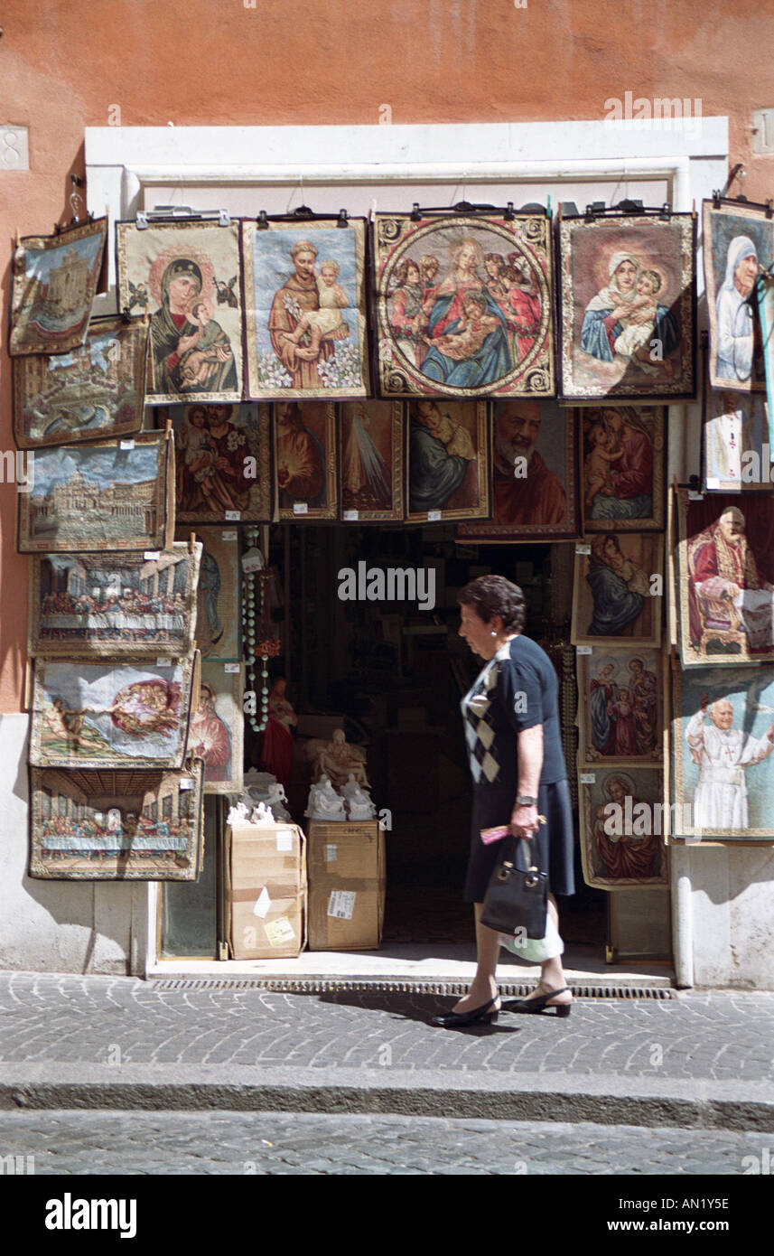 religious gift shop near vatican rome Stock Photo