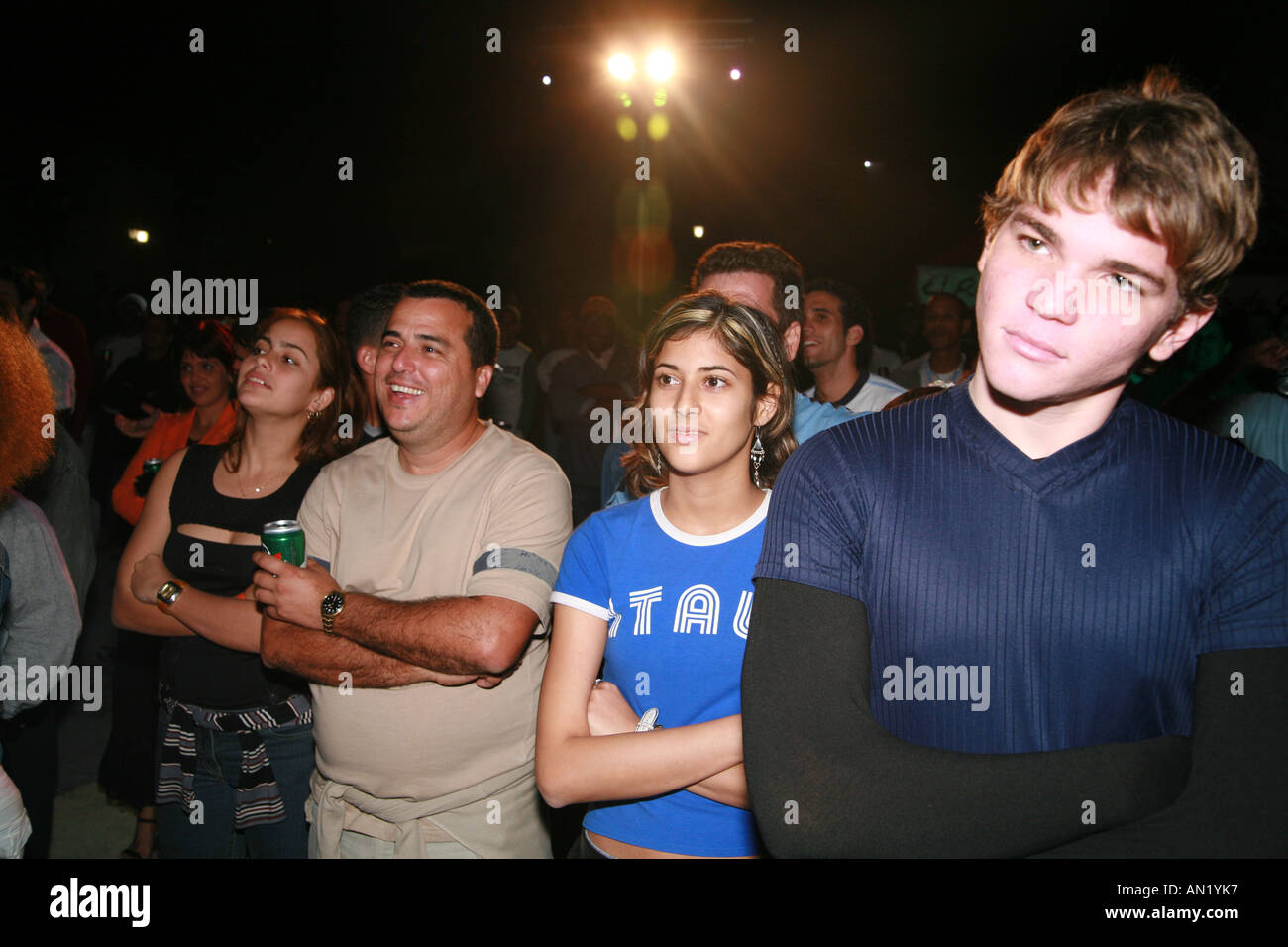 Cuba Havana January 2006 a fashionshow at an openair disco event in modern la habana at fortaleza de San Carlos de la Cabana Stock Photo