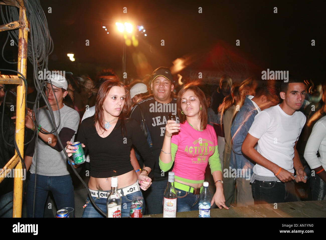 Cuba Havana January 2006 a fashionshow at an openair disco event in modern la habana at fortaleza de San Carlos de la Cabana Stock Photo