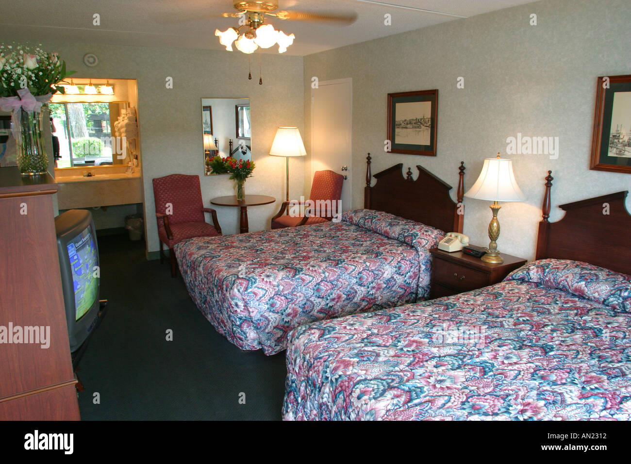 Vicksburg Mississippi,Battlefield Inn,hotel hotels lodging inn motel motels,guest room,visitors travel traveling tour tourist tourism landmark landmar Stock Photo