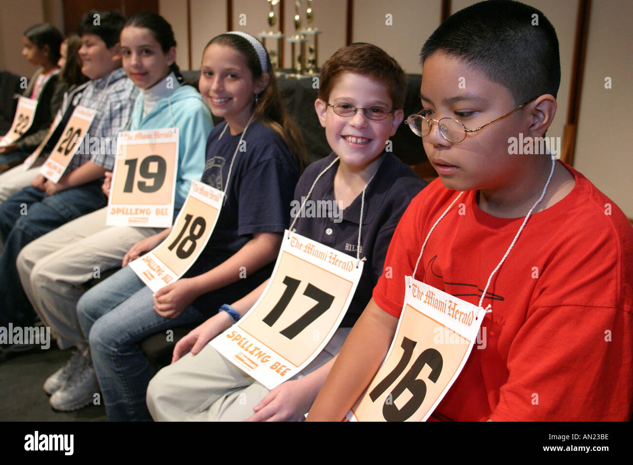 Miami Florida,Miami Dade Monroe County Spelling Bee,event,competition,student students education pupil pupils,challenge,Florida International Universi Stock Photo