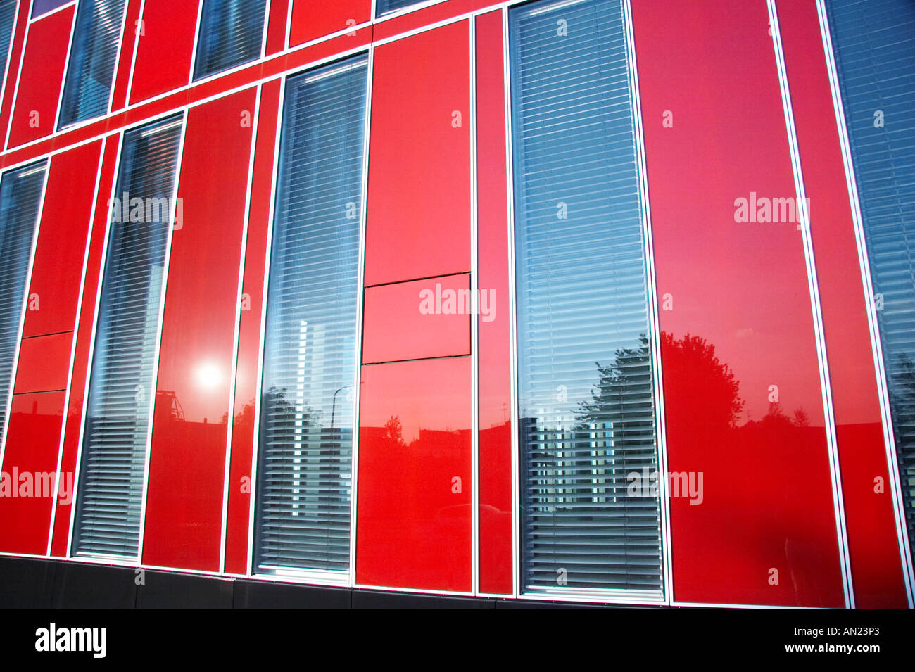 Red modern office building Stock Photo Alamy