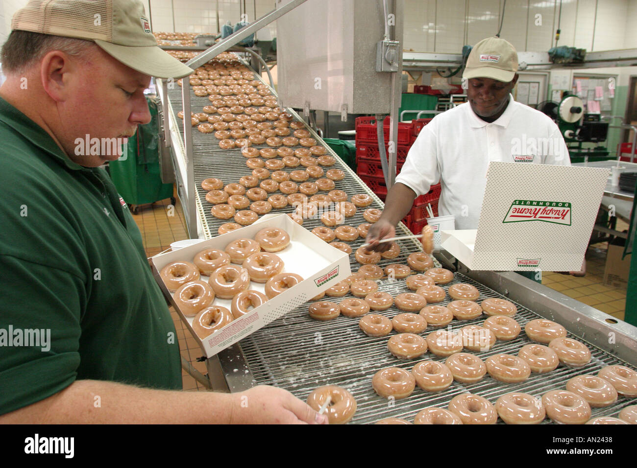 Raleigh North Carolina,Krispy Kreme Doughnuts,production line,NC 102403 0002 Stock Photo
